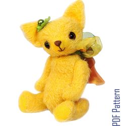 PDF ePattern to make a fully jointed Lovely Yellow 12 " tall Fox/ teddy bear friend pdf sew pattern/ orange fox pattern