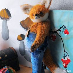 DIY Funny Fox in Pants PDF Pattern for 14" (36 cm) fully jointed stuffed toy teddy friend orange fox sewing pattern pdf