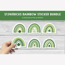St. Patricks Day sticker bundle.  Patricks rainbow stickers printable.