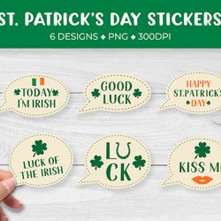 St. Patricks Day sticker bundle. Saint Patricks stickers printable