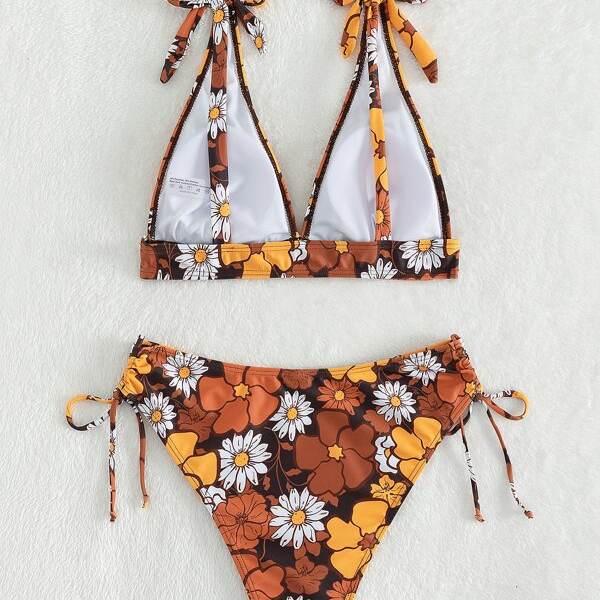 Floral Print Deep V Neck Tie Shoulder Bikini Swimsuit Thongs Beachwear Swimwear Beach Sea Summer Bathing Suits (3).jpg