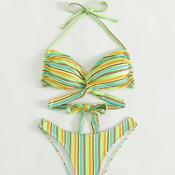 Chevron Print Halter Neck Tied Backless Bikini Swimsuit Thongs Beachwear Swimwear Beach Sea Summer Bathing Suits (4).jpg