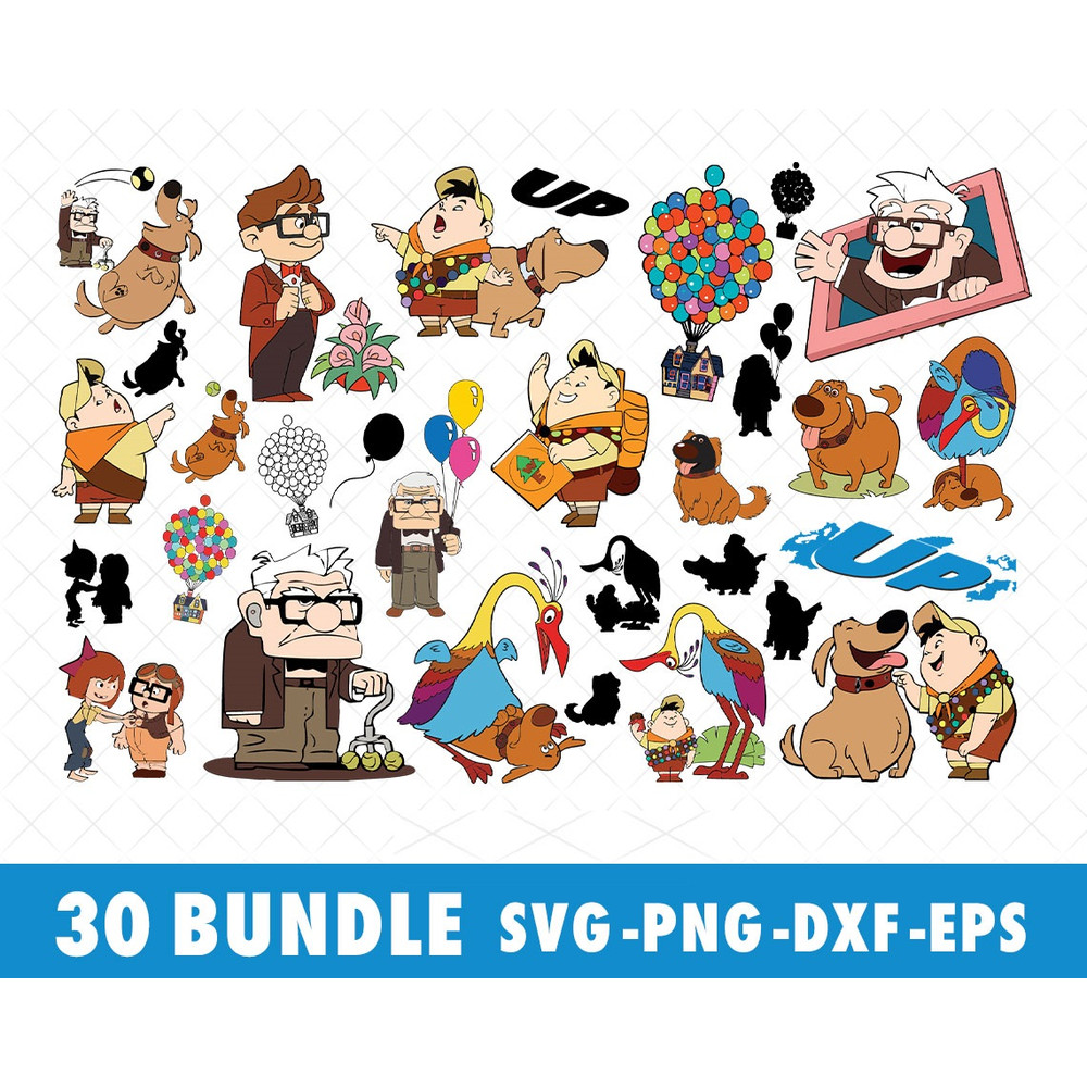 Disney-Pixar-Up-house-SVG-Bundle-Files-for-Cricut-Silhouette-Disney-Pixar-Up-SVG-Cut-File-Disney-SVG-PNG-EPS-DXF-Files-Up-movie-SVG-Russel-Carl-Kevin-Ellie-SVG-