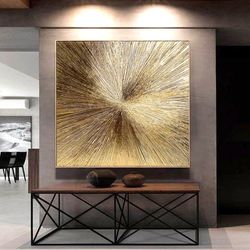 Original Gold Painting On Canvas Gold Leaf Art Golden Painting Office Painting Large Abstract Art For Living Room Decor