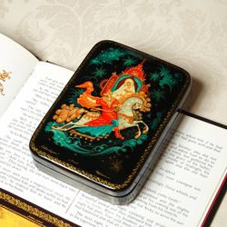 Fairy tale lacquer box Sivka-Burka hand-painted decorative art