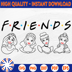 princess friends svg, disney princess friends, princess friends cut file, file silhouette, printable file