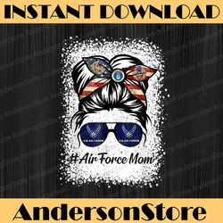 air force mom messy bun sunglasses military mom mother's day png, happy mother's day sublimation design