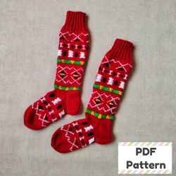 Colorwork sock knitting pattern, Knee sock knitting pattern, Fair isle sock knitting pattern, Long sock knit pattern