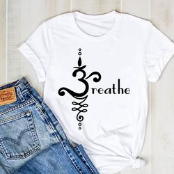breathe om shirt, yoga silhouette shirt, yoga tee, namaste yoga shirt
