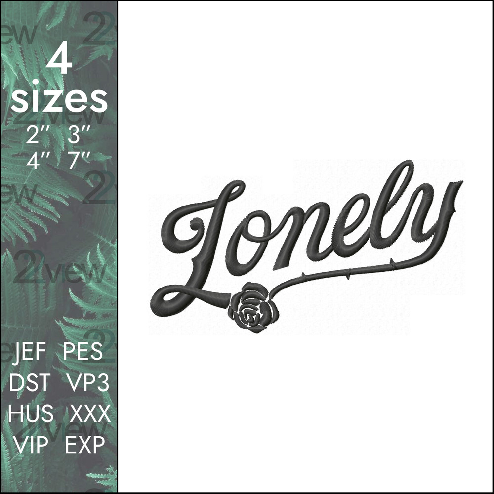 alone loneliny rose machine embroidery design