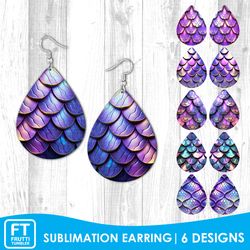 Dragon Scales Earring Sublimation Bundle - Iridescent PNG