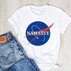 namaste nasa shirt, yoga silhouette shirt, yoga tee, namaste yoga shirt