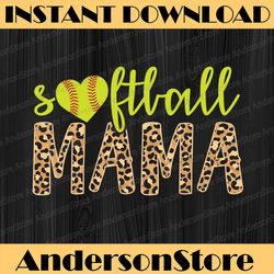 softball mama cute cheetah mother's day sports happy mother's day png sublimation design