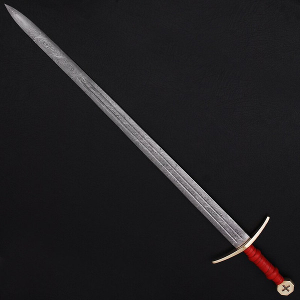 Quest For Fire Knights of Templar Damascus Steel Medieval Arming Sword for us.jpg