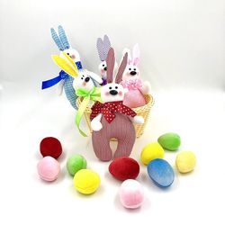Easter bunny set, Easter basket with rabbits, Easter decor, Easter souvenirs, Easter gift for mom, daughter, grandmother