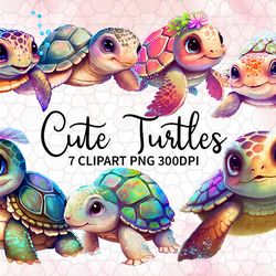 07 clipart cute turtle png ocean animal sublimation design bundle files
