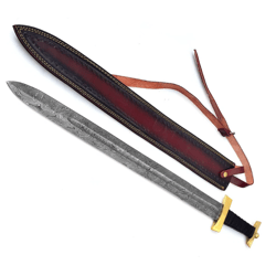 Damascus Sword, Handmade Damascus Steel Battle Sword, Viking Sword with Leather Sheath