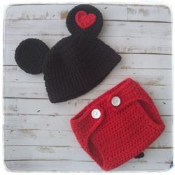 PDF crochet pattern, Baby mouse crochet outfit