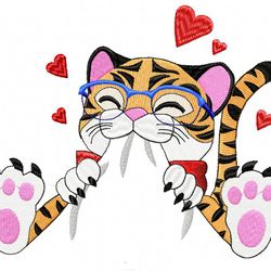 tiger, tiger cub, large cat machine embroidery design, cute tiger embroidery design, animal embroidery design