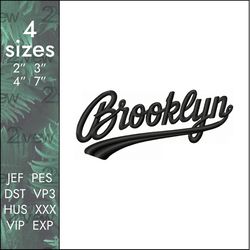 Brooklyn Embroidery Design, New York city stylish font, 4 sizes