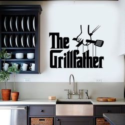 The Grill Father Sticker, Barbeque, BBQ, Wall Sticker Vinyl Decal Mural Art Decor