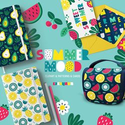 Summer Clipart, Summer Patterns, Floral Clipart, Fruit Clipart, Summer png, Fruit png