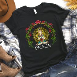 peace women's yoga shirt, yoga silhouette shirt, yoga tee, namaste yoga shirt