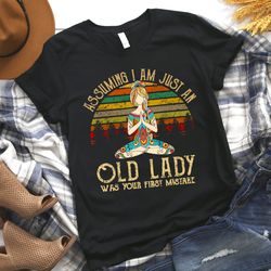 old lady was your first mistake women's yoga shirt, yoga silhouette shirt, yoga tee, namaste yoga shirt