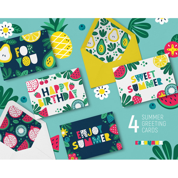 Summer Card Summer Clipart, Summer Cards, Floral Clipart, Fruit Clipart, - Inspire ...