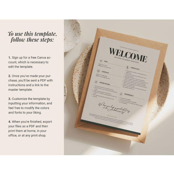Minimalist One-Page Welcome Sign for Airbnb or VRBO Hosts House Rules, Wi-Fi, Check-Out Info, Vacation Rental Decor (5).jpg