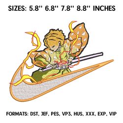 nike zenitsu embroidery design file/ kimetsu no yaiba anime embroidery design/ machine  design pes dst. demon slayer