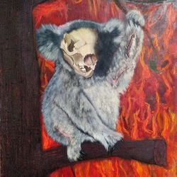 oil painting koala endangered species artwork 23*31 inch painting surrealism