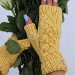 Fingerless mittens womens, Wool mittens womens, Winter gloves, Knitted arm warmers, Gift for her