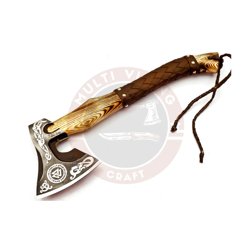 Custom Carbon Steel Vikings style axe Christmas gift for him, Handmade Viking Axe, Hand Forged Axe, Real Viking Axe.jpg
