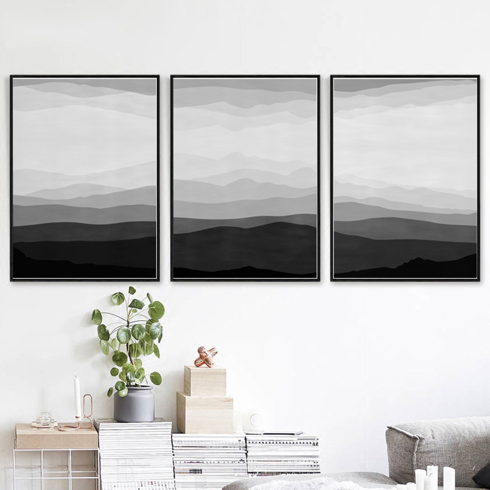 black and white triptych abstract mountain download