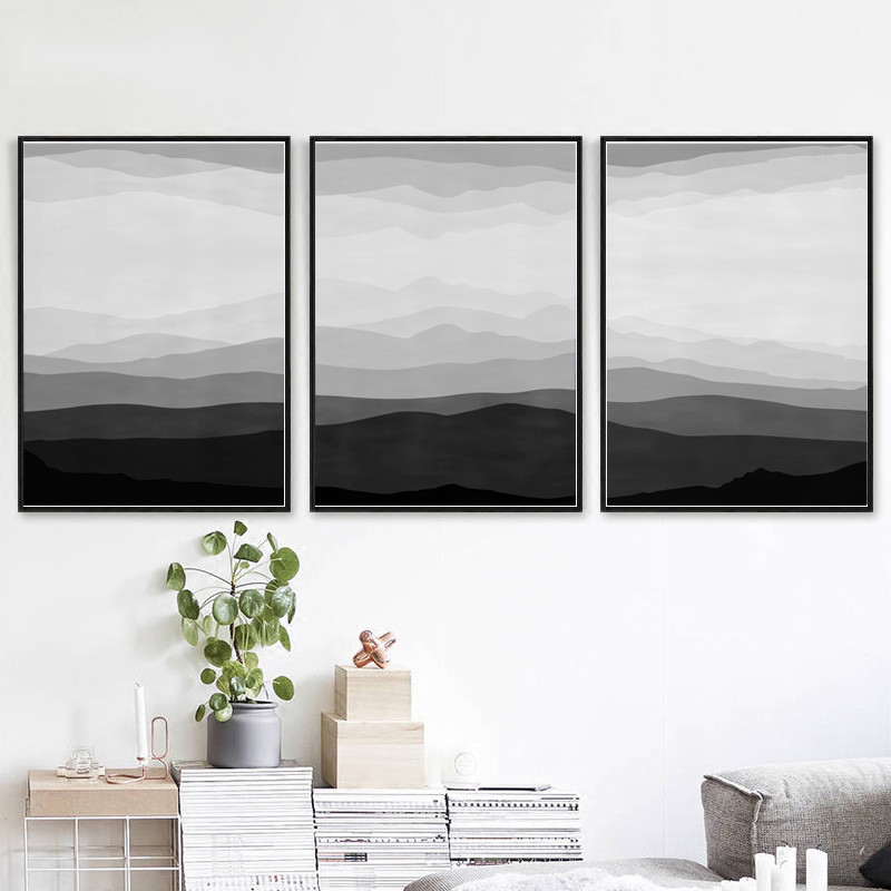 black and white triptych abstract mountain download