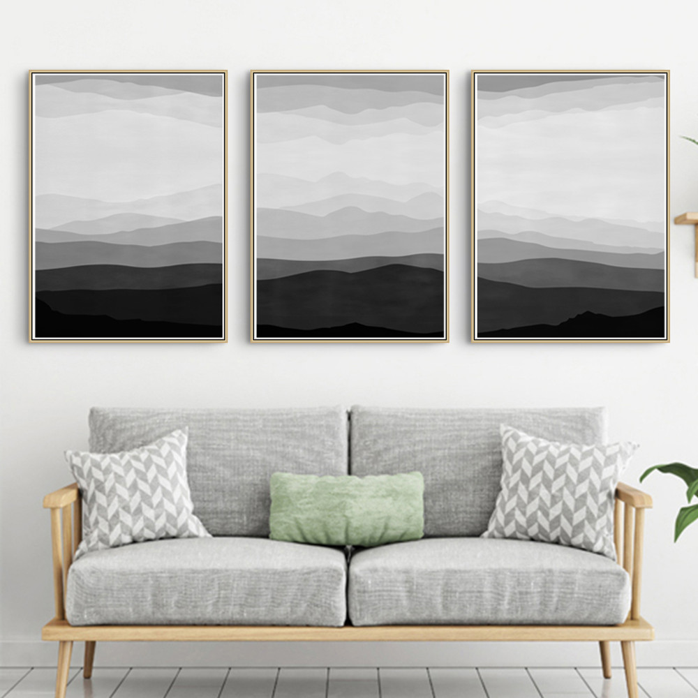 black and white triptych abstract mountain download