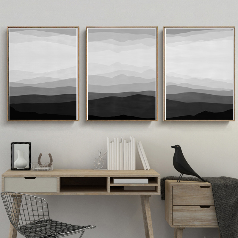 black and white triptych abstract mountain download