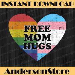 free mom hugs with rainbow and transgender flag heart lgbt month png sublimation design