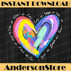 love is love colors of the rainbow heart lgbt month png sublimation design