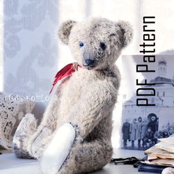 PDF Steiff like Teddy Bear Pattern and Sewing Instructions 13" Antique German Teddy Bear Traditional Old Bear Long Nose