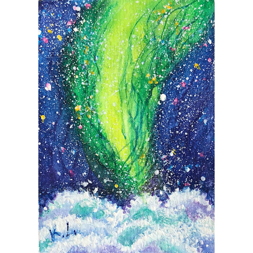 Aurorra Borealis Watercolor Painting ACEO No Frame.jpg