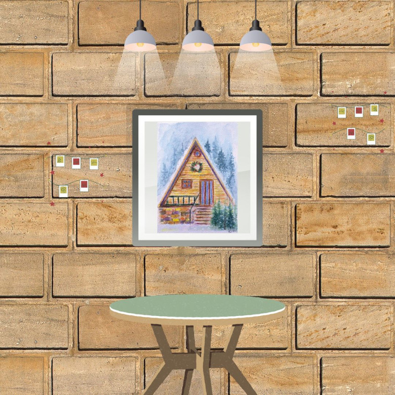 Log Cabin in the Woods Drawing Watercolor in the Interior.jpg