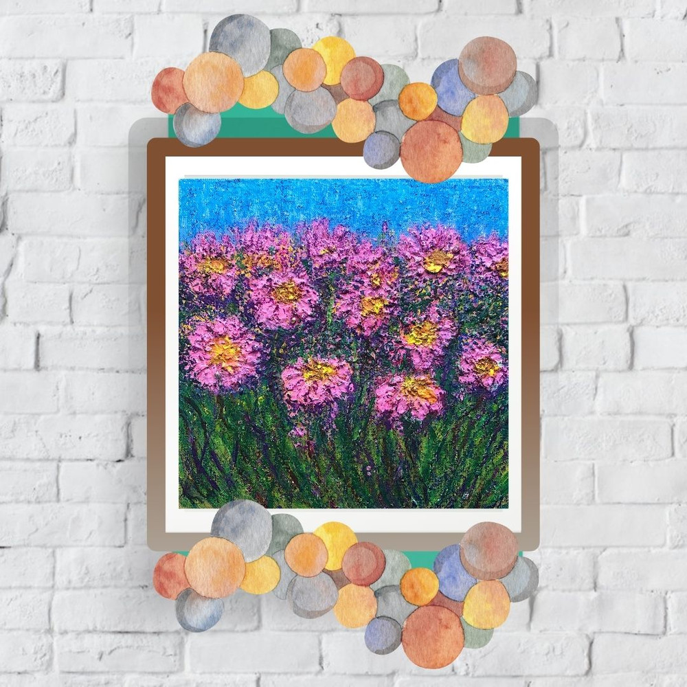 Flower Field White Brick Wall Backgroundjpg