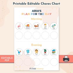 Personalized Daily Routine Chore Chart for Kids, Printable Chart Schedule A4, Checklist for Kid, Checklist Schedule PDF