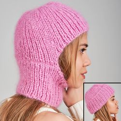 Balaclava 2 in 1. Mohair. Pink color
