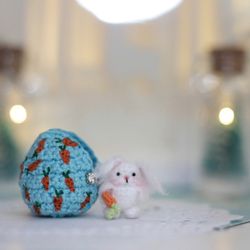 Easter dollhouse miniature bunny in surprise box egg handmade small gift for best friends for long distance