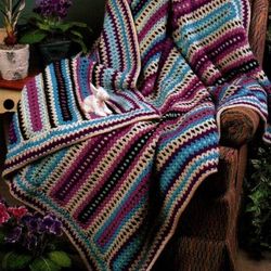 Caribbean Jewels Mile-a-Minute Afghan Vintage Crochet Pattern 191