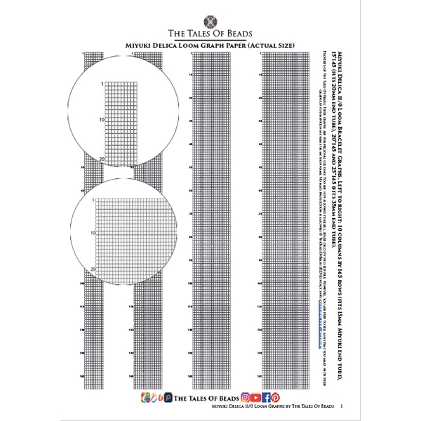 Loom Graph Paper Miyuki Delica 11/0 / Actual Size Seed Bead | Inspire ...