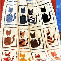 Purrfectly Pretty Afghan Vintage Crochet Pattern 197